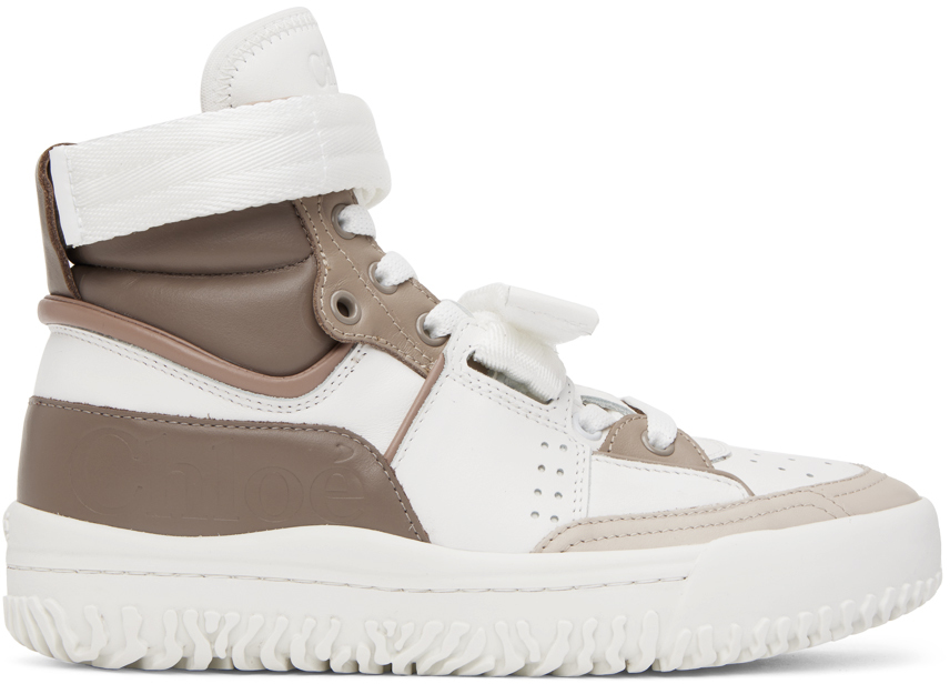 Chloé White & Beige Franckie Sneakers In 95a Beige - White 1