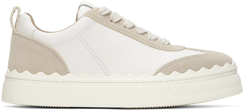 Chloé White & Taupe Lauren Sneakers