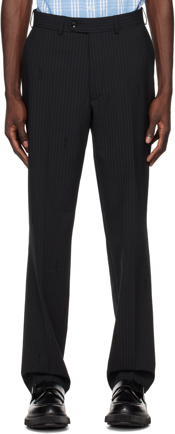 PALMER: Black Pinstripe Trousers | SSENSE Canada