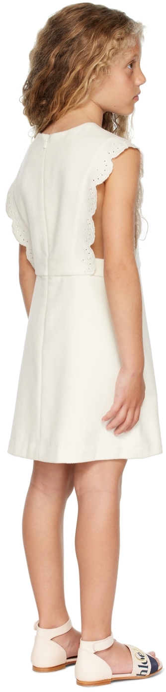 Chloé Kids Off-white Embroidered Dress In 148 Ivory