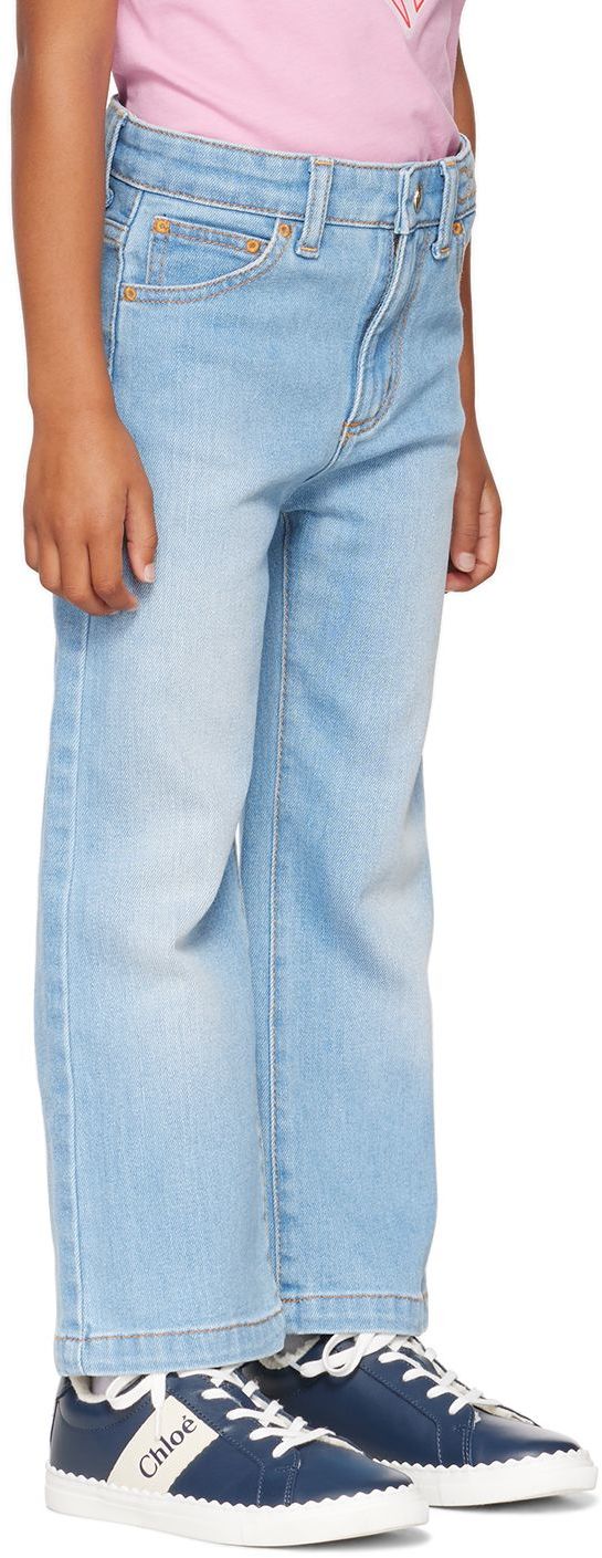 Chloé Kids Blue Faded Jeans In Z10 Denim Blue