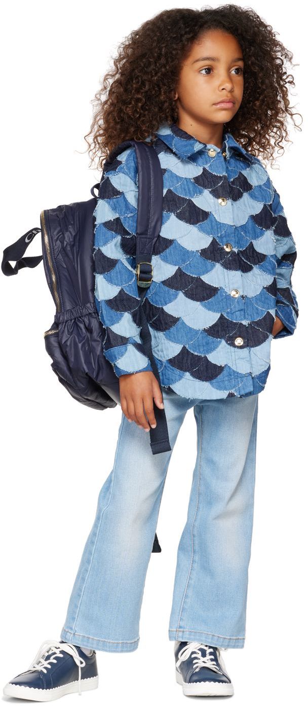 Chloé Kids Blue Faded Jeans In Z10 Denim Blue