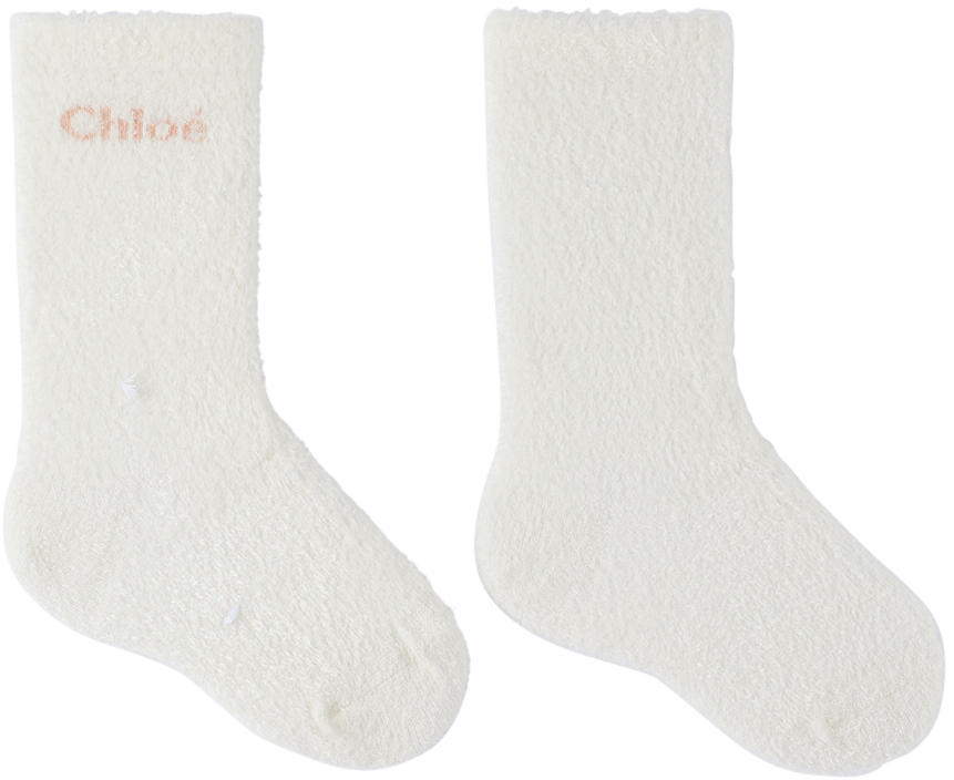 Chloé Kids Off-White Logo Socks