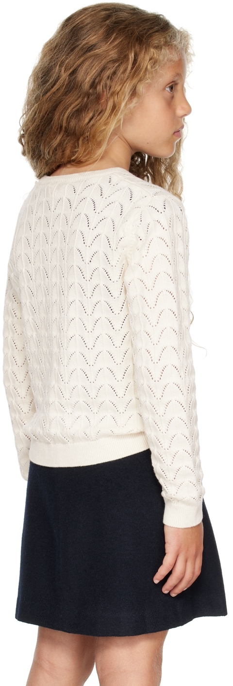 Chloé Kids Off-white Crewneck Cardigan In 148 Ivory