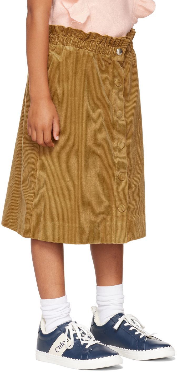 Chloé Kids Yellow Corduroy Maxi Skirt In 570 Gold Yellow