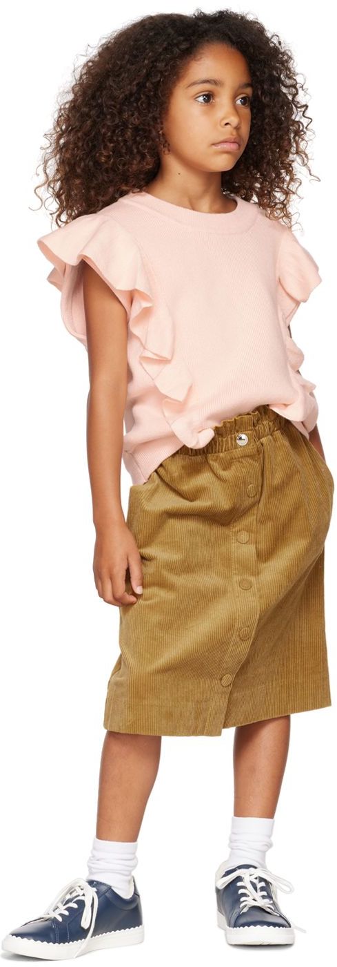 Chloé Kids Yellow Corduroy Maxi Skirt In 570 Gold Yellow