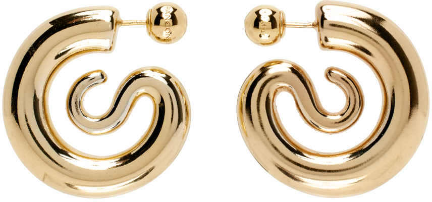 Panconesi Ssense Exclusive Gold Serpent Earrings In Rust Dark Gold