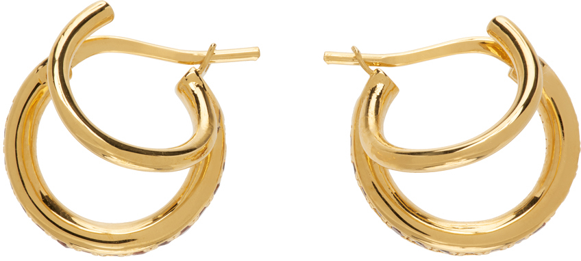Shop Panconesi Ssense Exclusive Gold Crystal Stellar Earrings In Warm Gold Orange Cry