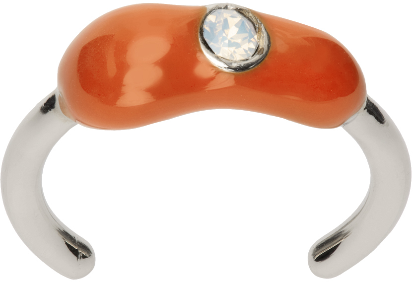 Panconesi Ssense Exclusive Silver & Orange Toe Ring In Silver Rust Orange