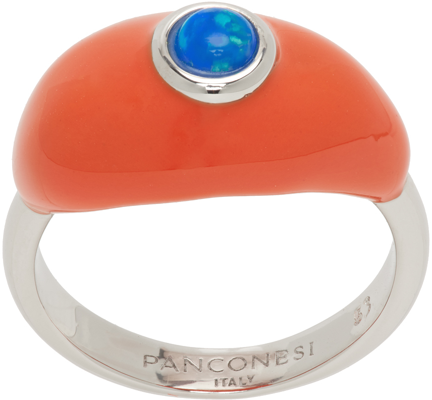 Panconesi Ssense Exclusive Silver Lava Ring In Rust Silver Blue Opa