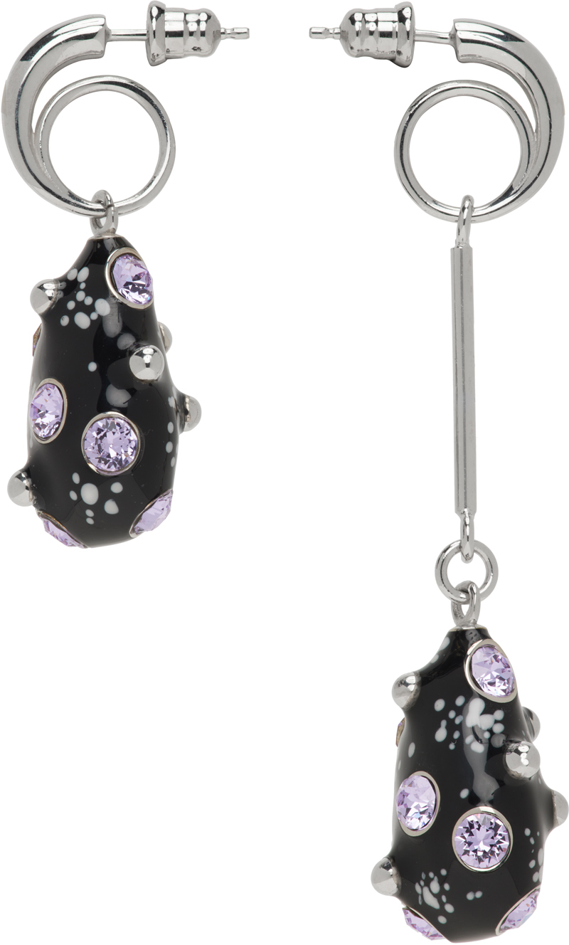 Ssense Uomo Accessori Gioielli Orecchini SSENSE Exclusive Silver & Purple Bouquet Single Earring 