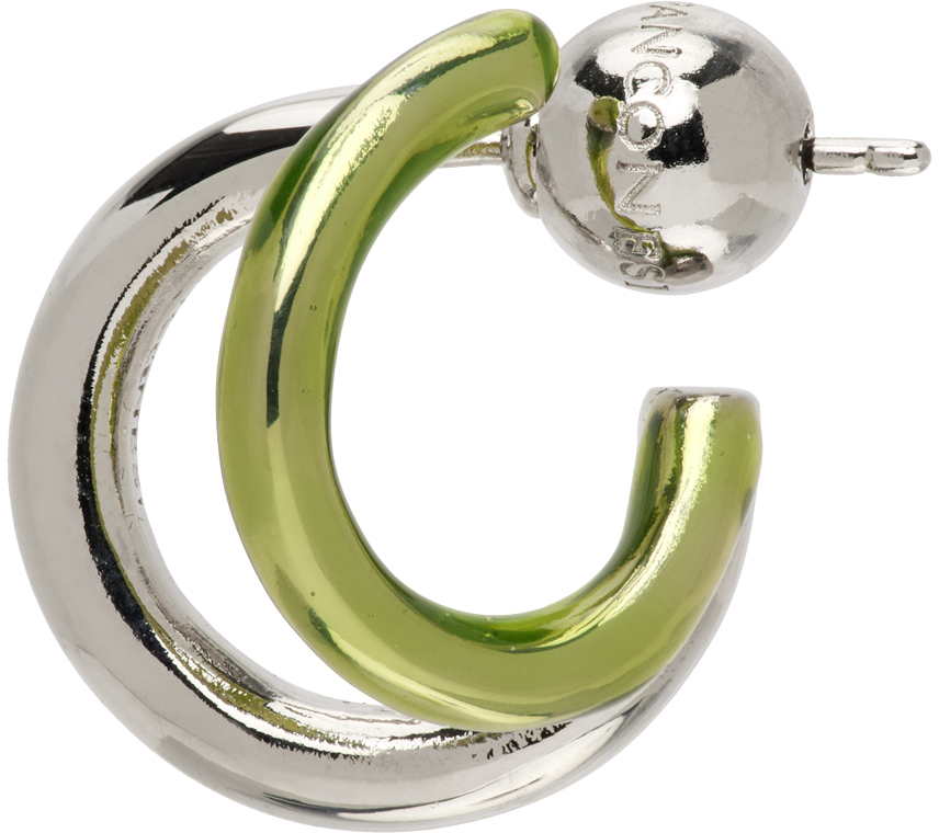 Panconesi Silver & Green Stellar Single Earring