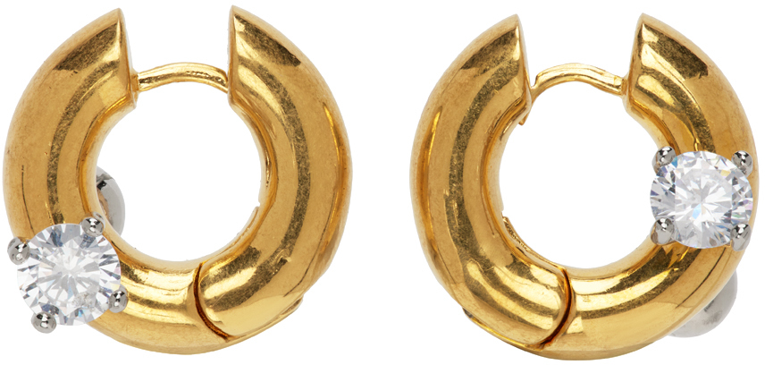 Gold Textured Hoop Earrings Ssense Uomo Accessori Gioielli Orecchini 