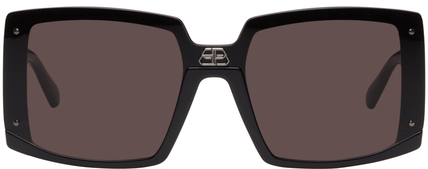 Balenciaga Black Oversized Hidden Rim Sunglasses