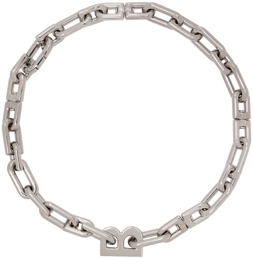 Balenciaga Silver B Chain Necklace