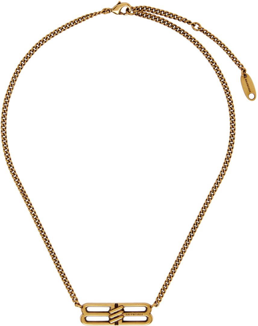 Balenciaga Gold Bb Necklace In 0604 Antique Gold