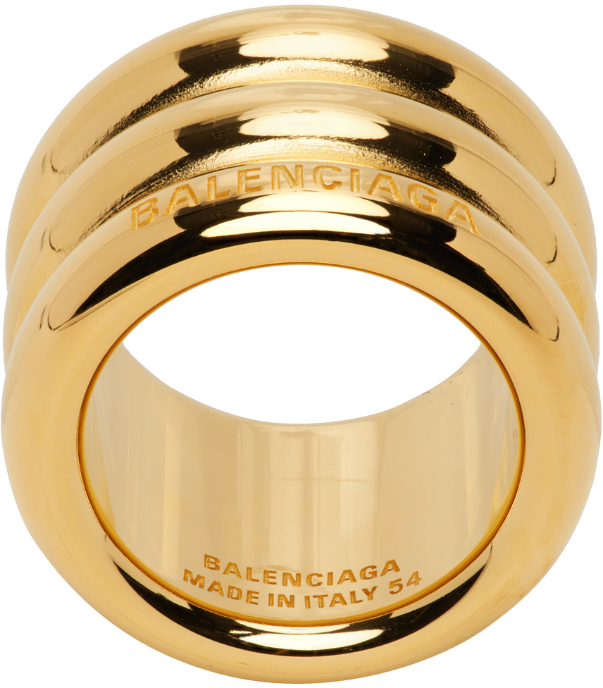 Gold Rib Ring by Balenciaga on Sale