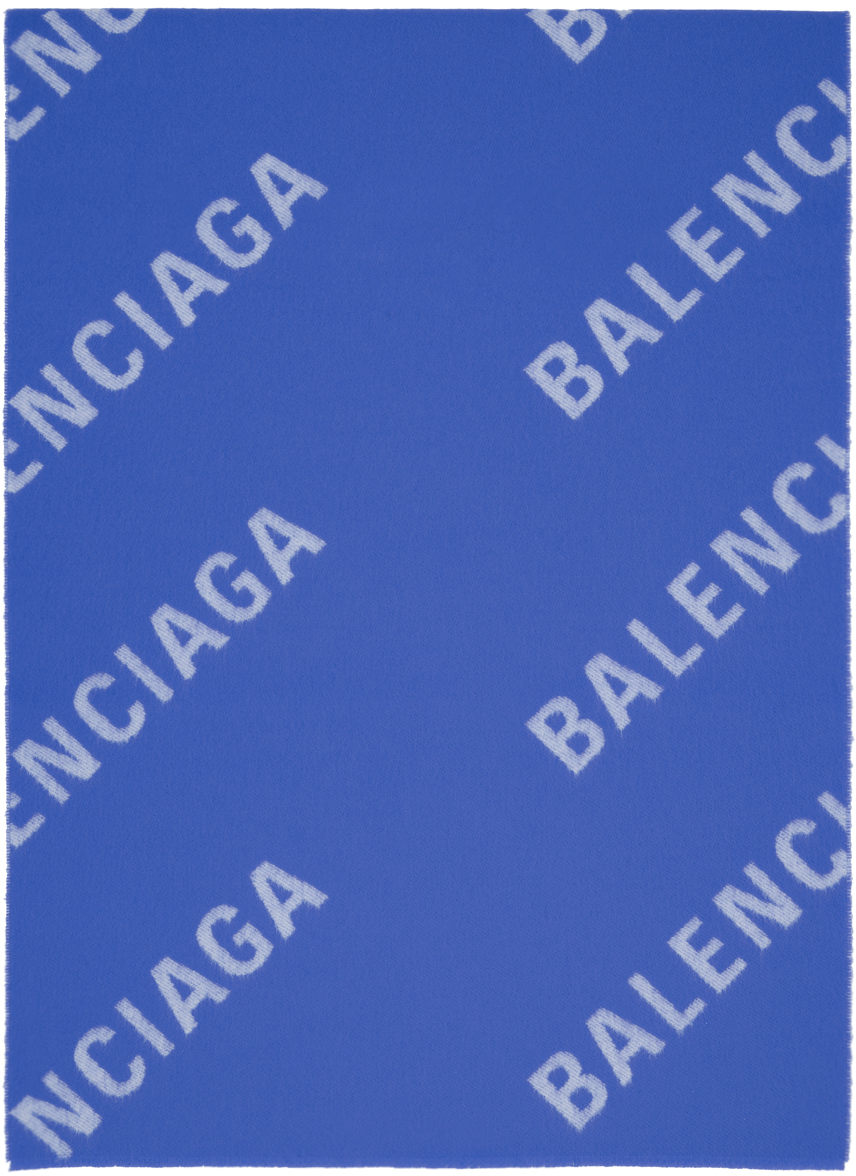 BALENCIAGA BLUE & WHITE ALLOVER MACRO SCARF