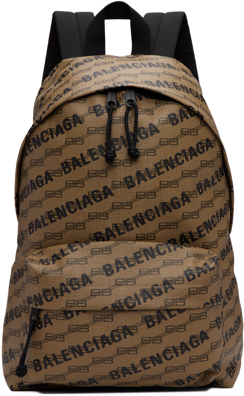 Balenciaga Brown Signature Logo Backpack