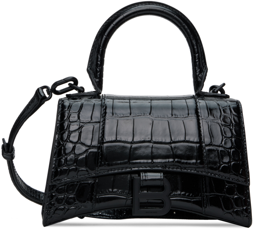 Balenciaga: Black XS Hourglass Top Handle Bag | SSENSE