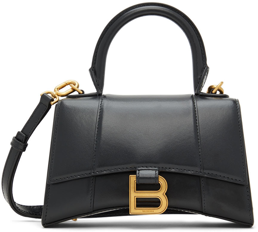 Balenciaga Black XS Hourglass Top Handle Bag