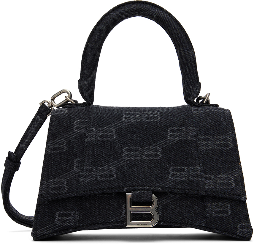 Balenciaga: Petit sac Hourglass noir ?� monogrammes BB | SSENSE France