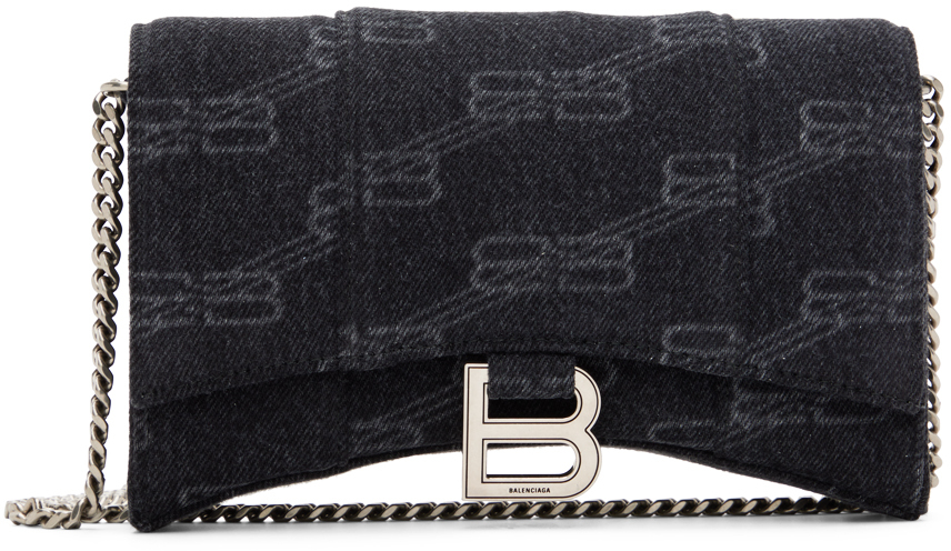 Balenciaga Black Hourglass Wallet Chain Bag