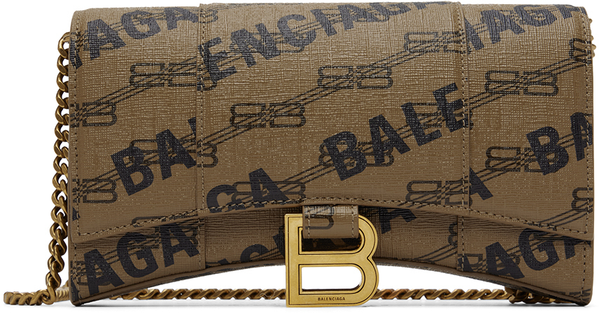 Balenciaga Brown Hourglass Wallet Chain Bag