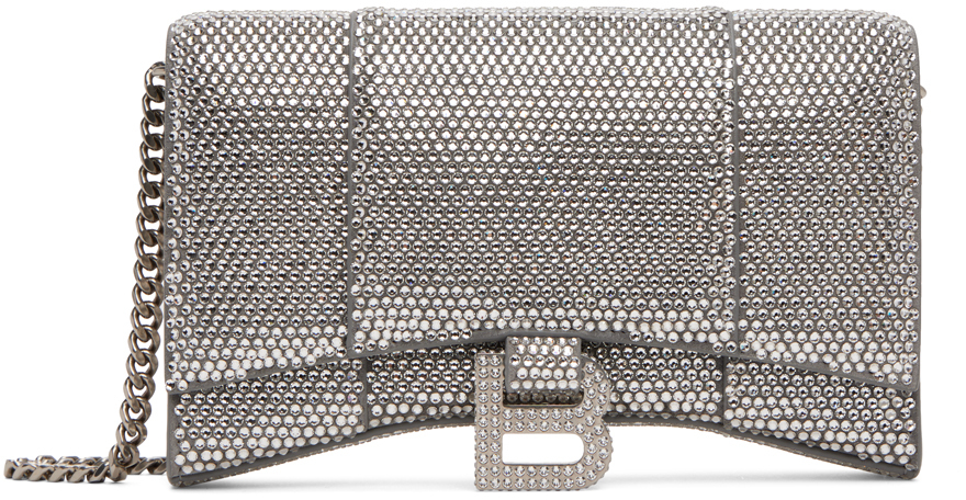 Balenciaga Gray Hourglass Chain Wallet Bag