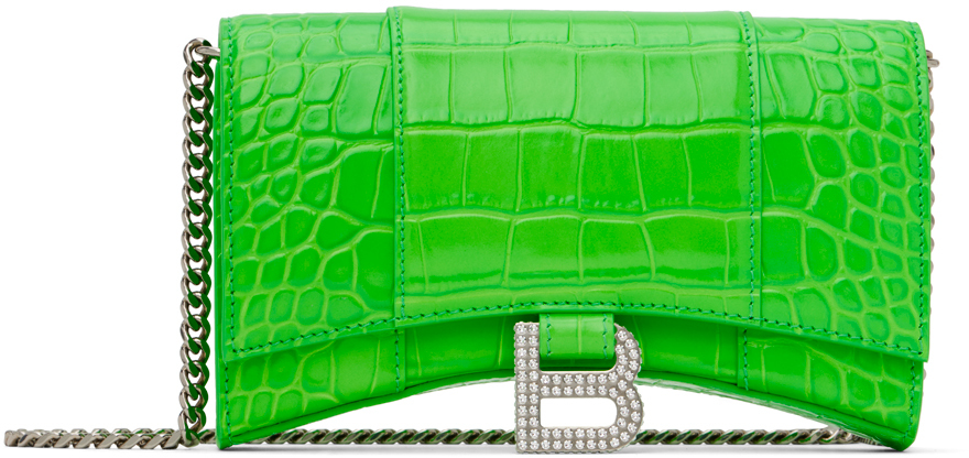 Balenciaga Green Hourglass Wallet Chain Bag
