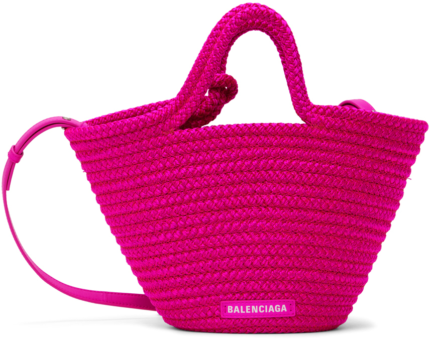 Pink Small Ibiza Basket Tote by Balenciaga on Sale