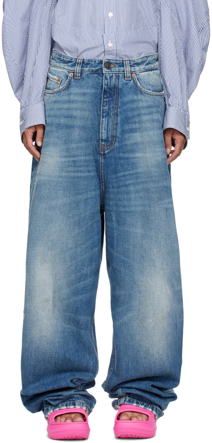Balenciaga Blue Pull-up Jeans In 0445 Blue American F