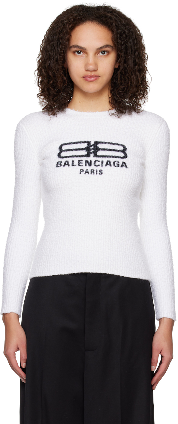 Balenciaga White Print Sweater