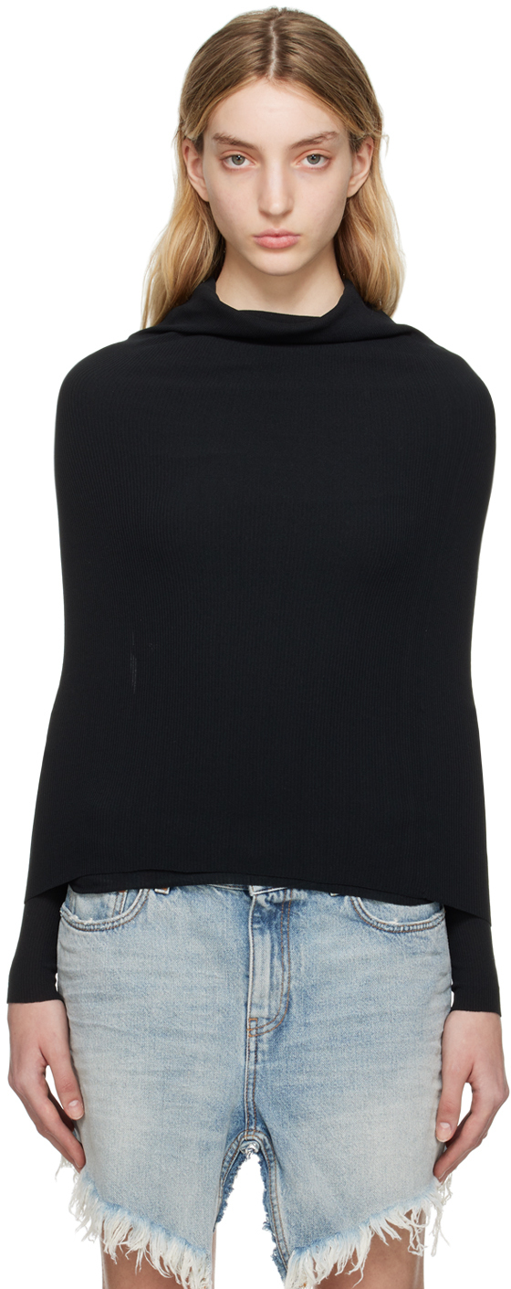 Balenciaga Black Off-the-shoulder Sweater In 1000 Black