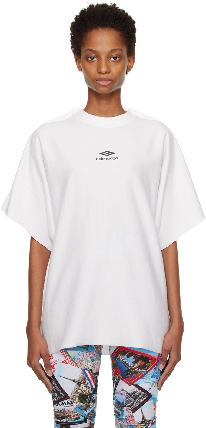Balenciaga White 3b Sports Icon Flat T-Shirt