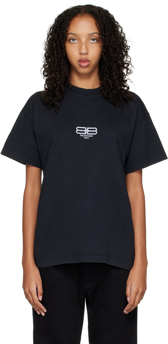 Materialism Specially View the Internet Balenciaga: Black BB Paris Icon T-Shirt | SSENSE