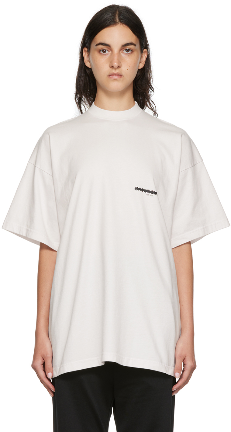 Balenciaga White T Shirt Oversized Graffiti Spray Drawn Logo Tee Small S   eBay