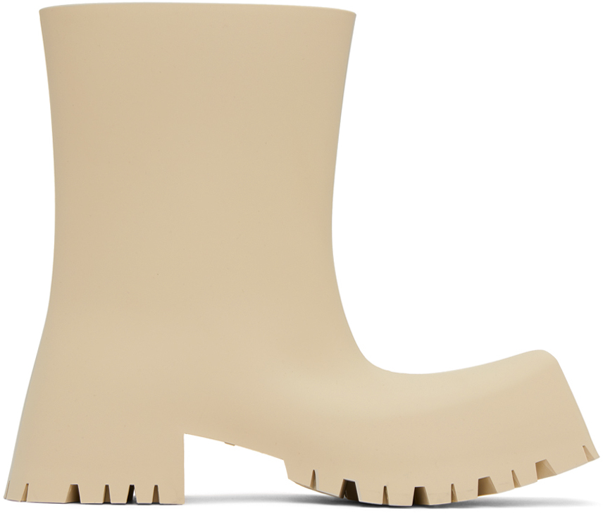 Balenciaga: Beige Trooper Ankle Boots | SSENSE