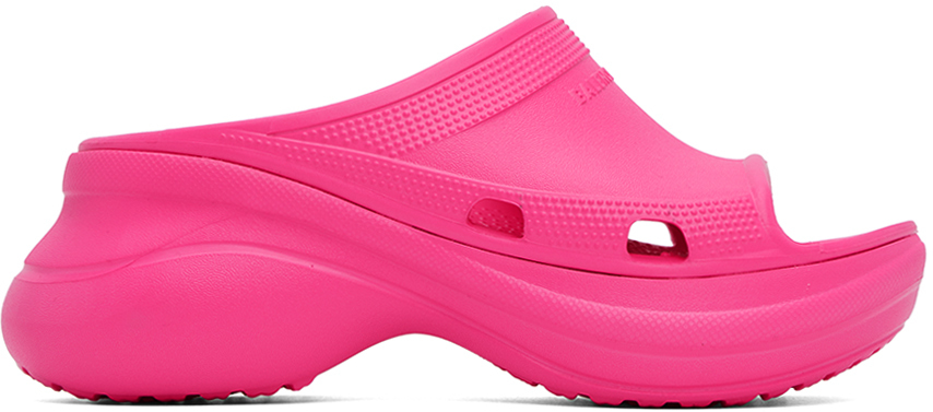 Balenciaga: Pink Crocs Edition Pool Slides | SSENSE