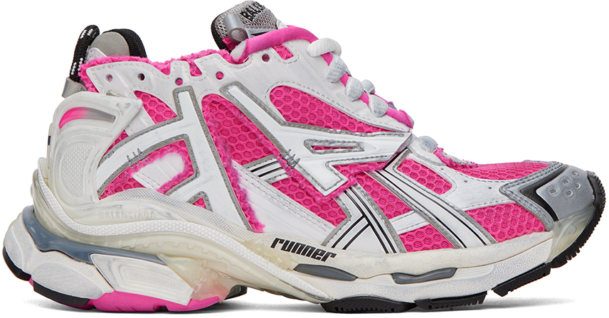 Balenciaga: Pink & White Runner Low-Top Sneakers | SSENSE