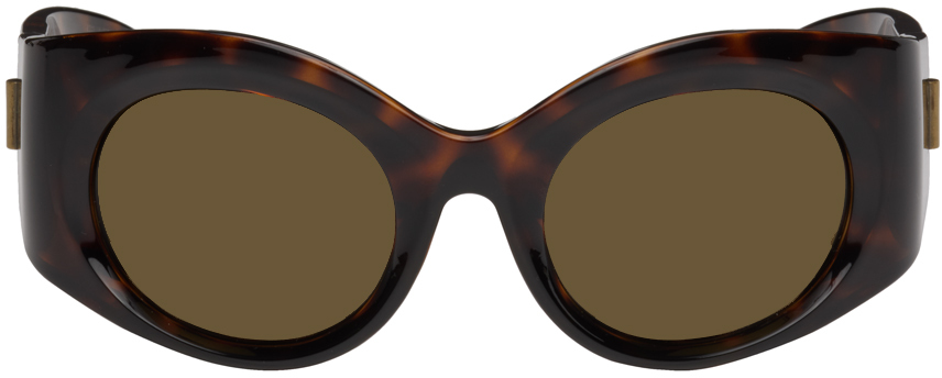 Balenciaga Tortoiseshell Oval Sunglasses In 002 Tort