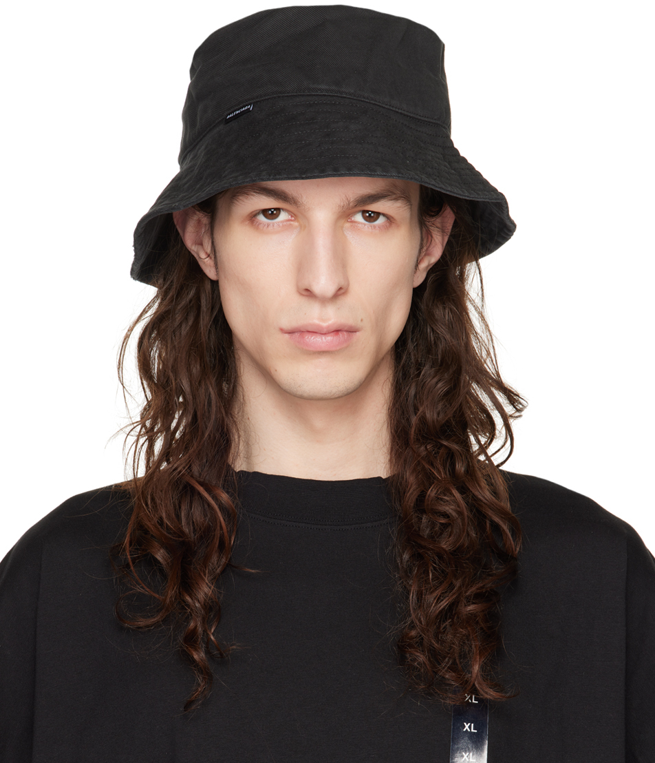 Black Logo Denim Bucket Hat