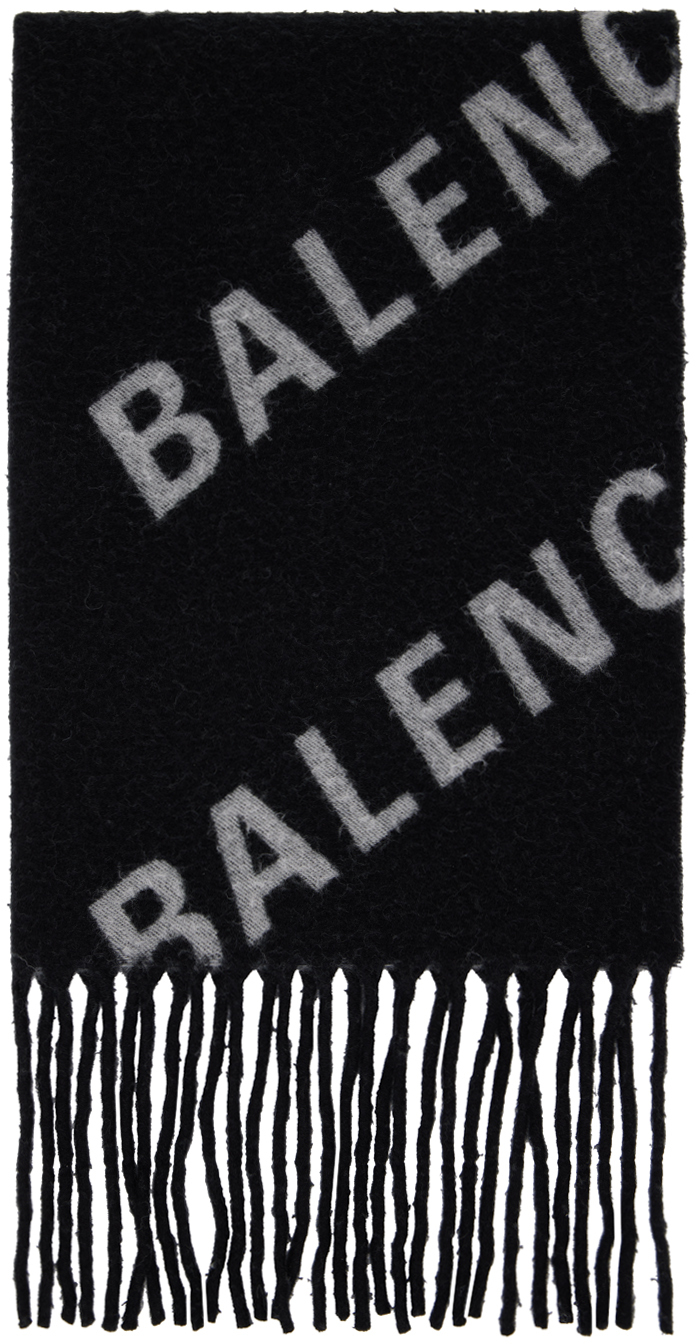 BALENCIAGA BLACK ALLOVER BLANKET SCARF