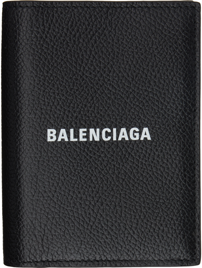 Balenciaga Black Cash Vertical Bifold Wallet In 1090 Black/white