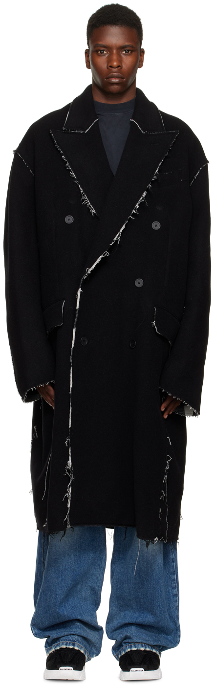 Balenciaga Black Raw Edge Coat