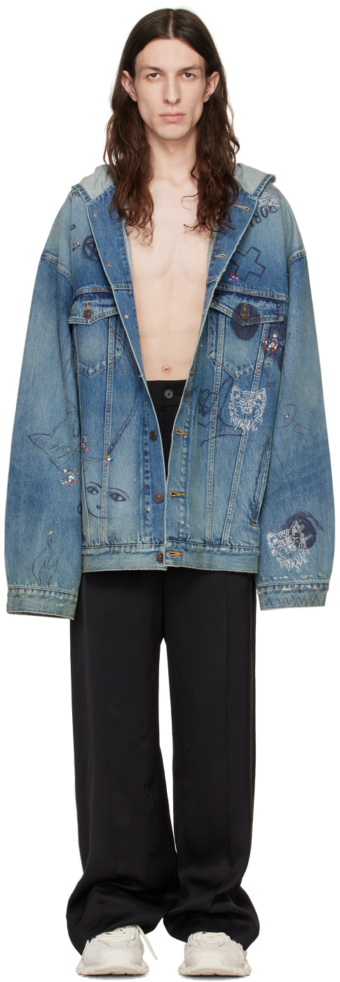 Balenciaga: Blue Oversized Denim Jacket | SSENSE