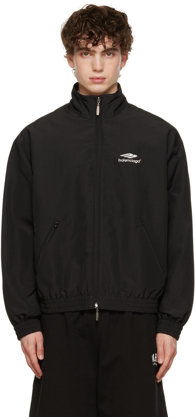 Balenciaga: Black Sporty B Tracksuit Jacket | SSENSE UK