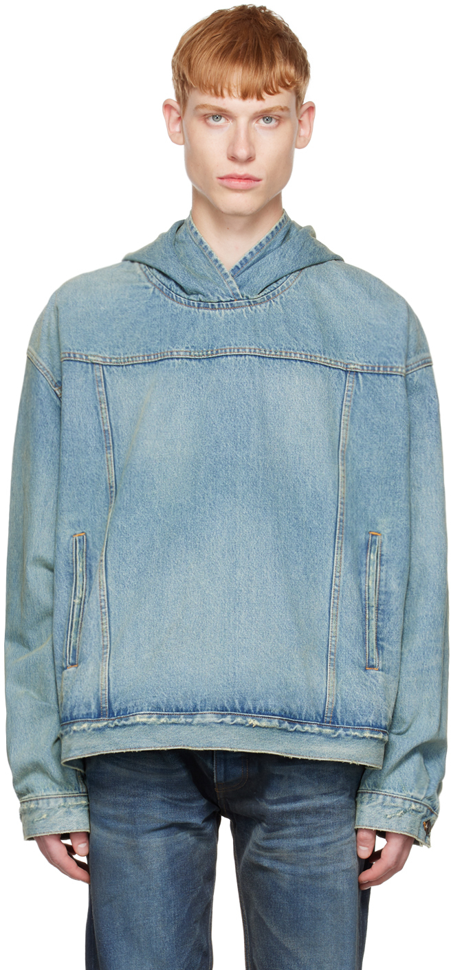 En necesidad de Bueno tienda Blue Pull-Over Denim Jacket by Balenciaga on Sale