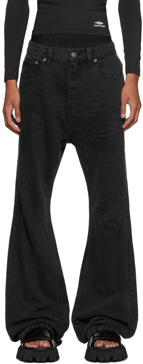 Balenciaga: Black Flared Jeans | SSENSE Canada