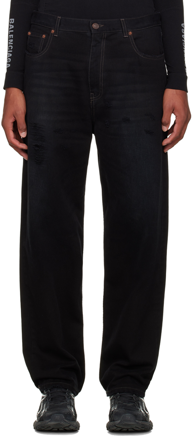 Black Loose Fit Jeans by Balenciaga on Sale